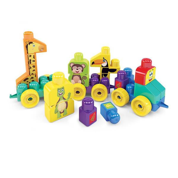 Imagem de Brinquedo pedagogico Trem Puxa Zoo Dismat MK362