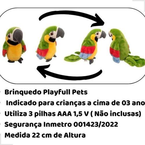 Brinquedo Pelúcia Arara Robô Som Repete Frases Pássaro Verde - Toyng Imagem de Brinquedo Pelúcia Arara Robô Som Repete Frases Pássaro Verde