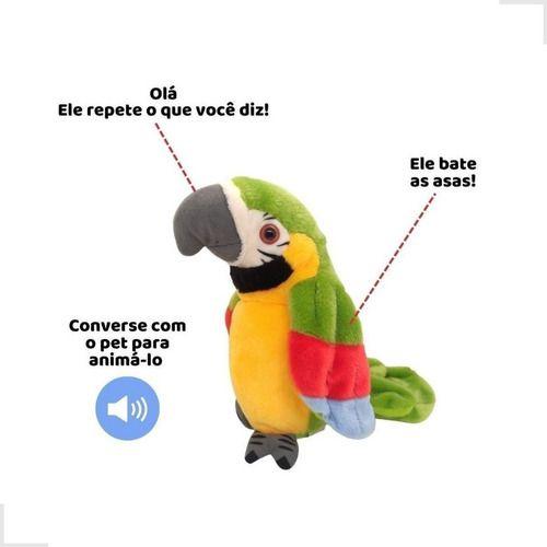 Brinquedo Pelúcia Arara Robô Som Repete Frases Pássaro Verde - Toyng Imagem de Brinquedo Pelúcia Arara Robô Som Repete Frases Pássaro Verde
