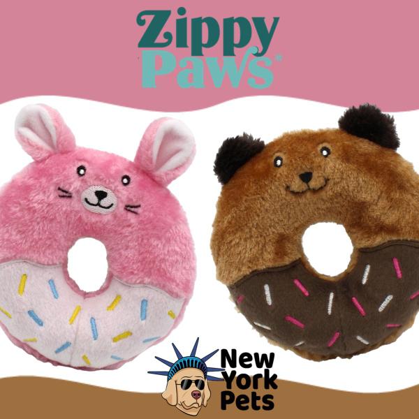 Imagem de Brinquedo Pelúcia Donutz Buddies ZippyPaws Com Apito Para Cães e Gatos Médio - Coelho