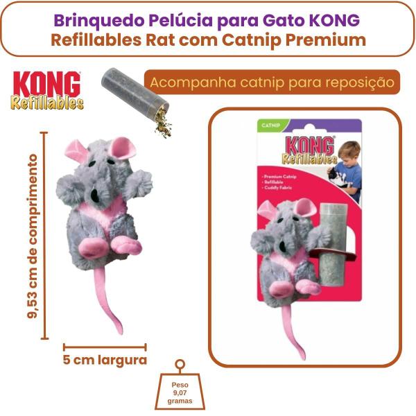 Imagem de Brinquedo Pelúcia para Gato KONG Refillables Rat com Catnip Premium