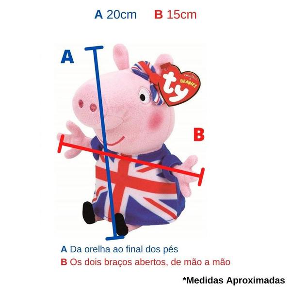 Imagem de Brinquedo Peppa Pig Bicho De Pelúcia Ty Union Jack 20Cm