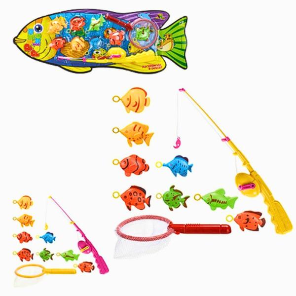 Imagem de Brinquedo Pescaria Pesca Peixe Pega Com Vara Rede 8 Peixes 