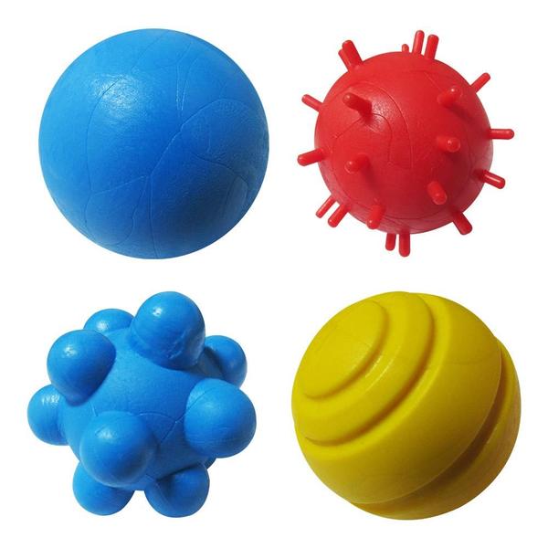 Imagem de Brinquedo Pet Bola Maciça Cães Pequenos Pinshcer Chihuahua Kit 4 bolinhas Furacão Pet 