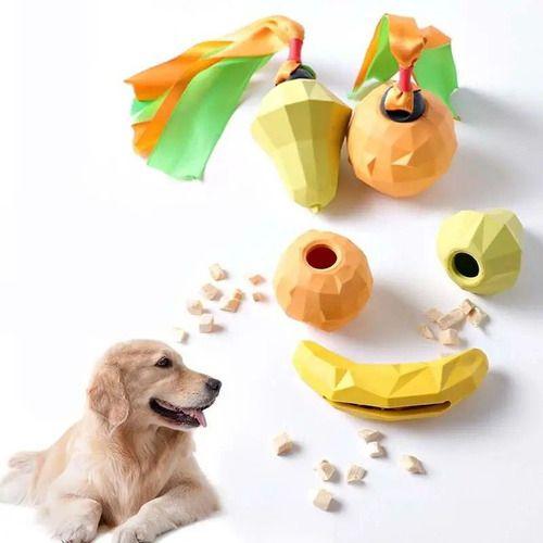 Imagem de Brinquedo Pet Interativo Recheável Cachorro Pera Banana Geométrica Porta Petisco Dispenser de Ração