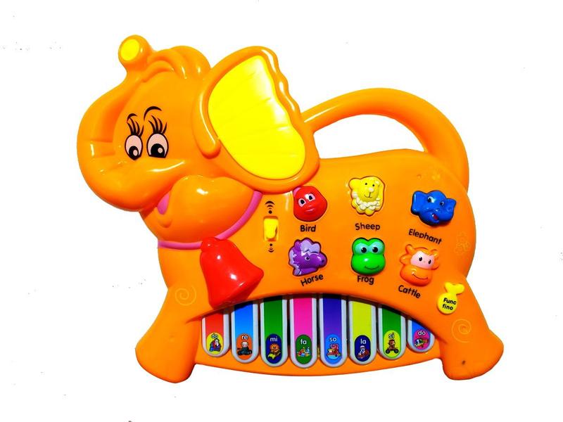 Imagem de Brinquedo Pianinho Musical Baby Infantil Som de Bichos Elefante Laranja