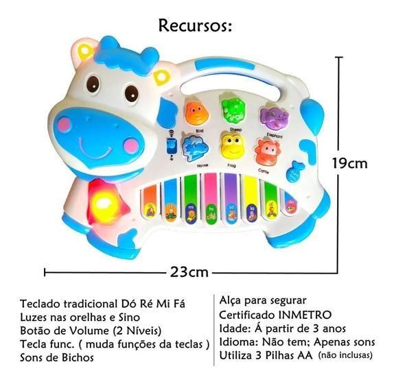 Imagem de Brinquedo Pianinho Vaquinha Musical Baby Infantil Som de Animais.