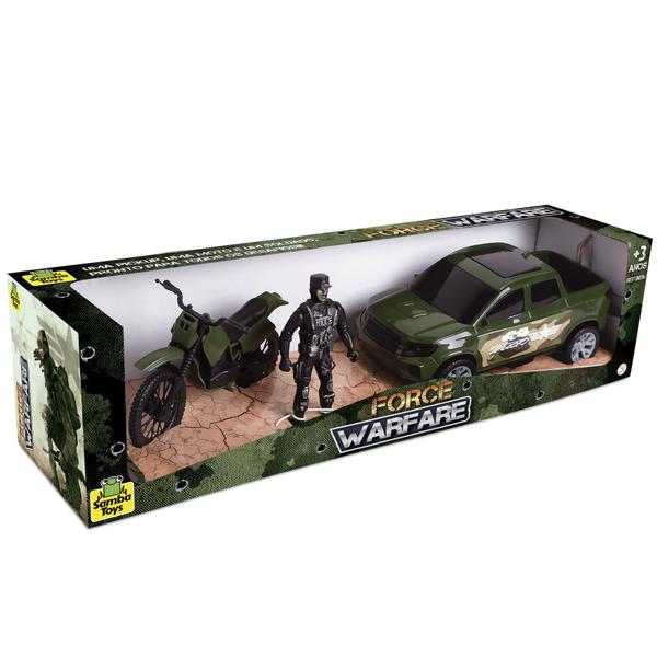 Brinquedo Pick Up E Moto Force Warfare Força Militar - Samba Toys Imagem de Brinquedo Pick Up E Moto Force Warfare Força Militar - Samba Toys