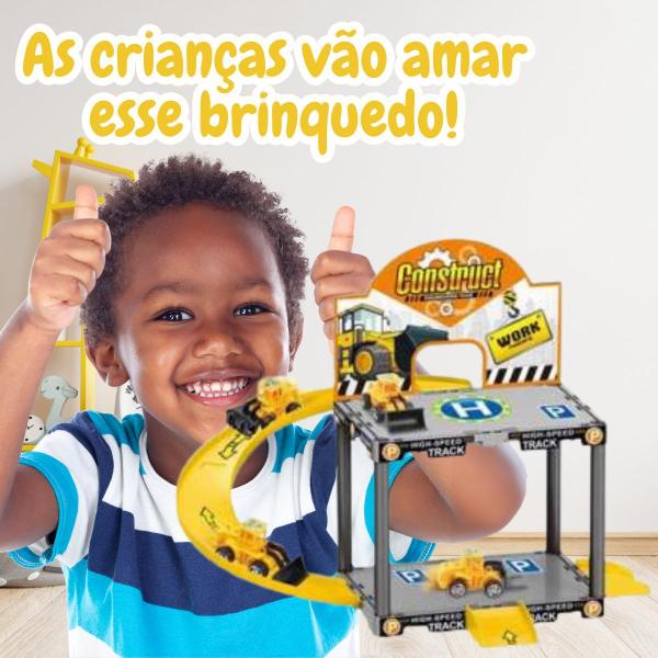 Imagem de Brinquedo Pista de Carrinhos 2 Andares Tema de Bombeiros e Construção