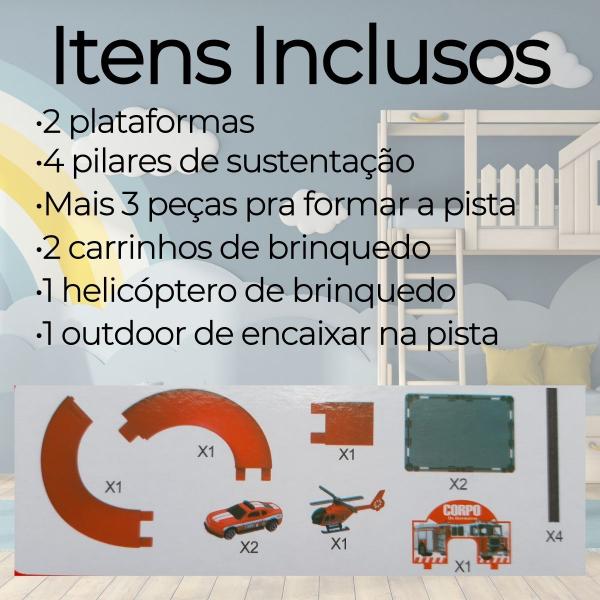 Brinquedo Pista de Carrinhos 2 Andares Tema de Bombeiros e Construção - DuteToys Imagem de Brinquedo Pista de Carrinhos 2 Andares Tema de Bombeiros e Construção