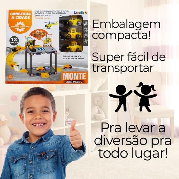 Imagem de Brinquedo Pista de Carrinhos 2 Andares Tema de Bombeiros e Construção