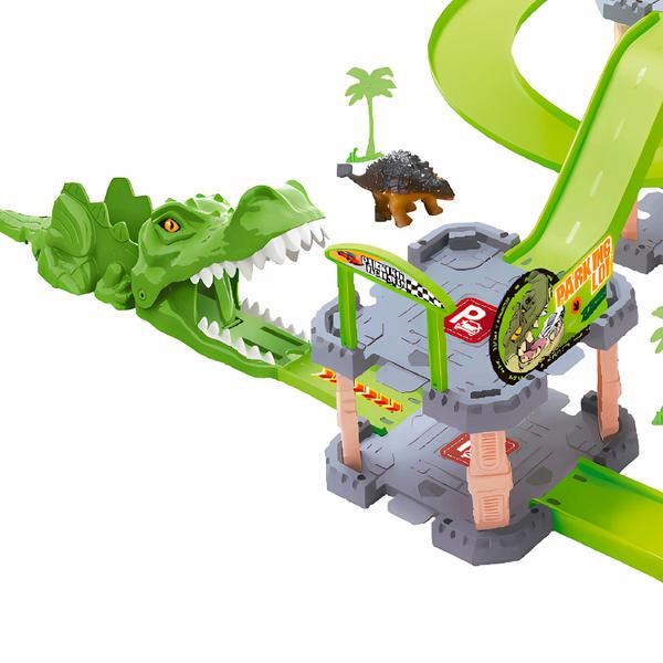 Imagem de Brinquedo Pista Dino Com Garagem 6 Carrinhos E Dinossauros Dm Toys