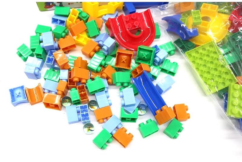 Imagem de Brinquedo Pista Fantástica c/ Bolinhas de Gude Blocos de Montar 128pcs