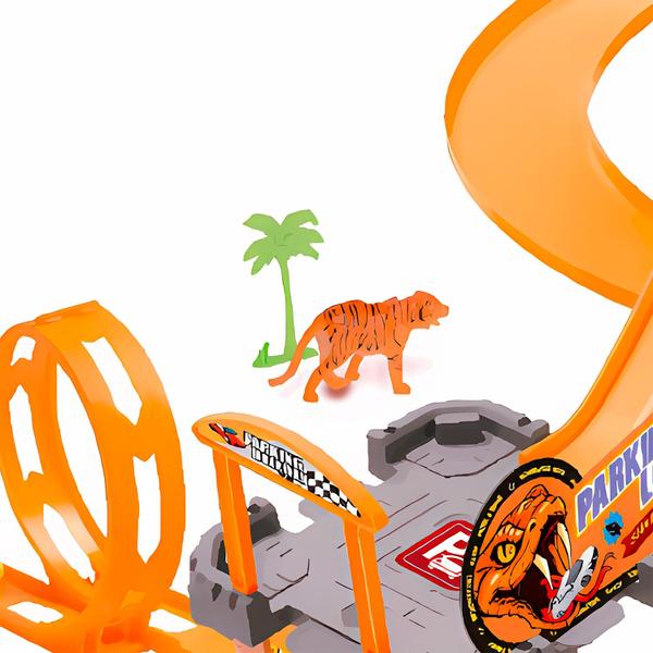 Imagem de Brinquedo Pista Serpente Com Looping Lançador Com 6 Carrinhos E Acessórios Animais Dm Toys