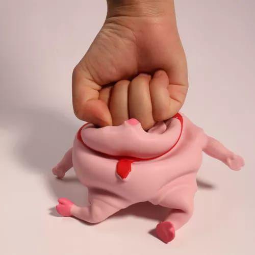 Imagem de Brinquedo porquinho de apertar, brinquedo de porco rosa bege elástico, brinquedos fidget