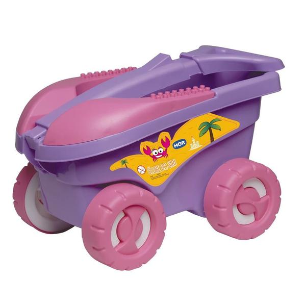 Imagem de Brinquedo Praia Carrinho com Balde, Pazinha, Rastelo Lilas  Mor 