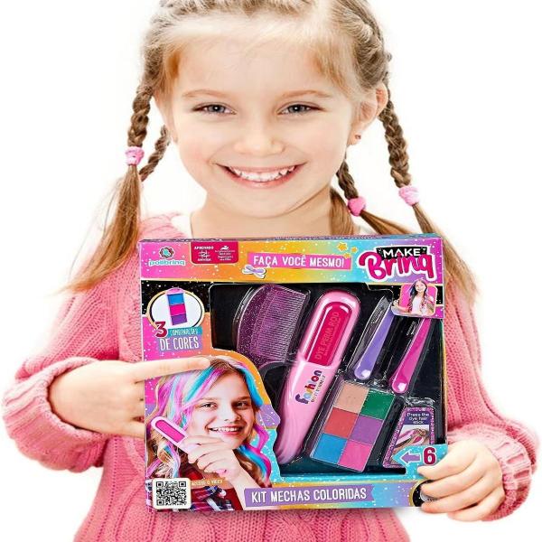 Imagem de Brinquedo Prancha Colorir Cabelo Salão de Beleza Brinquedo Infantil Mechas Coloridas Pinte Cabelo