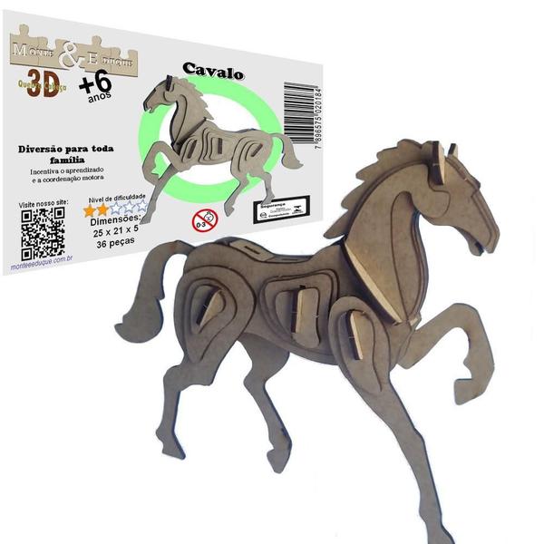 Imagem de Brinquedo Quebra Cabeça 3D Cavalo Mdf