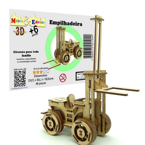 Imagem de Brinquedo Quebra Cabeça 3D Empilhadeira Mdf