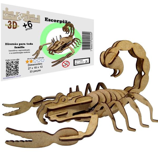Imagem de Brinquedo Quebra Cabeça 3D Escorpião Mdf
