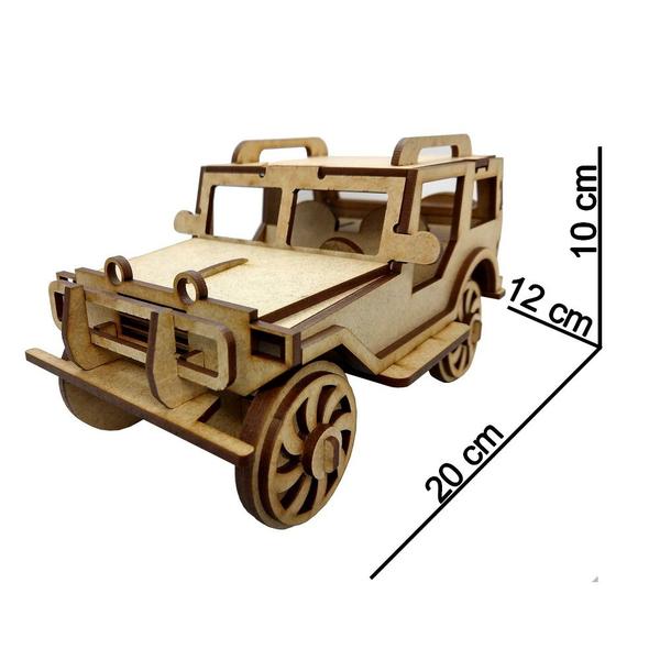 Imagem de Brinquedo Quebra Cabeça 3D Jeep Kara Colorir Mdf