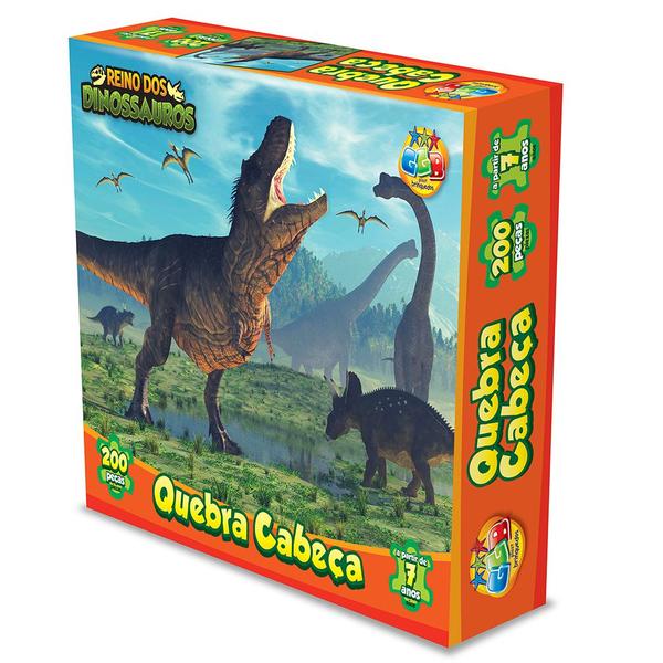 Imagem de Brinquedo Quebra Cabeça Infantil Dinossauros Puzzle 200 Pcs