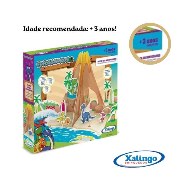 Imagem de Brinquedo Quebra Cabeça Tridimensional Playset Ilha Dos Fofossauros com 30 peças Xalingo 5446.5