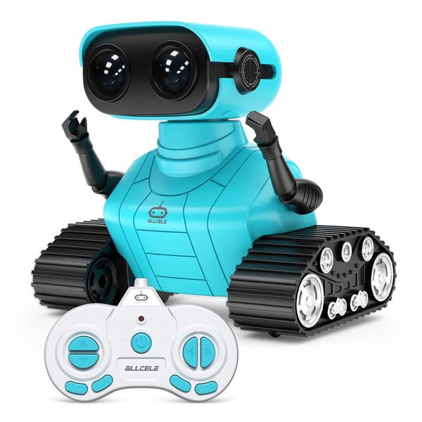 Imagem de Brinquedo RC Robot ALLCELE recarregável para crianças com música e LED azul