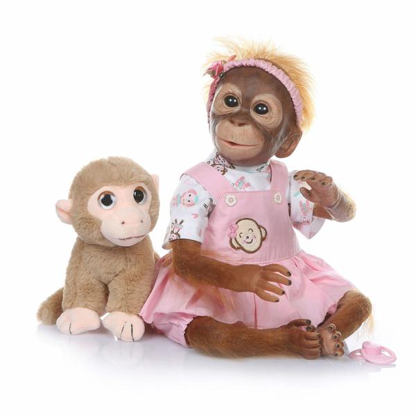 Imagem de Brinquedo realista para bebês Reborn Doll Wokex de 20 pol/52 cm Monkey Girl