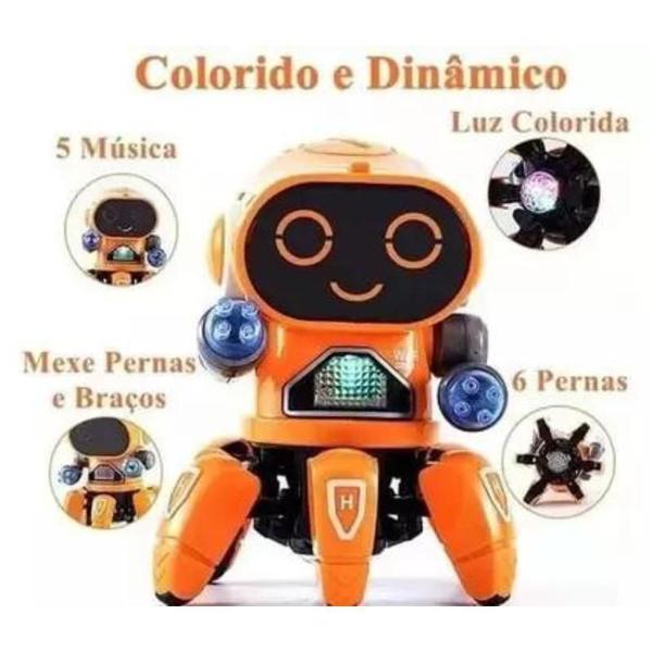 Imagem de Brinquedo Robô Dançarino Amigo Legal Laranja Som Luzes 3D E