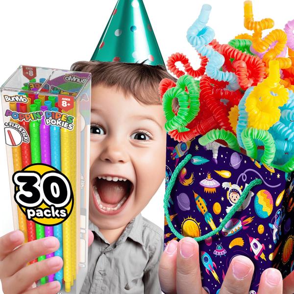 Imagem de Brinquedo sensorial BUNMO XS Pop Tubes, pacote com 30 lembrancinhas de festa, crianças de 3 a 12 anos