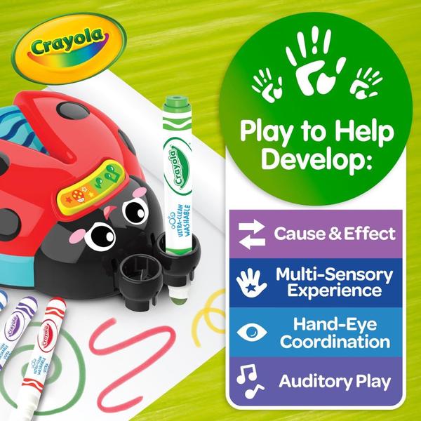 Imagem de Brinquedo sensorial Crayola Musical Doodle Bug Ladybug para crianças de 2 anos ou mais