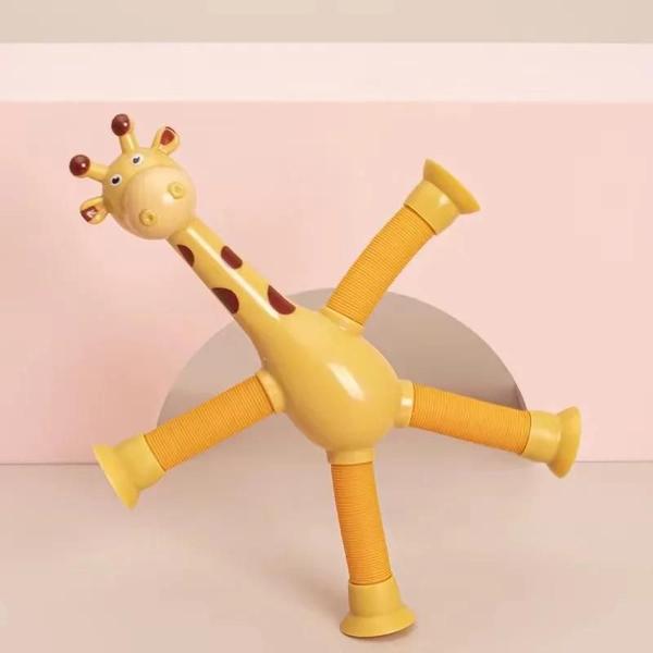 Imagem de Brinquedo Sensorial de Girafa para Crianças - Ventosa Telescópica, Squeeze e Pop