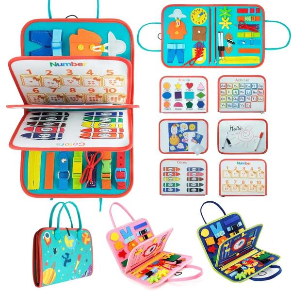 Brinquedo Sensorial Educacional Montessori - Tabuleiro de Atividades para Crianças de 1 a 3 Anos Imagem de Brinquedo Sensorial Educacional Montessori - Tabuleiro de Atividades para Crianças de 1 a 3 Anos
