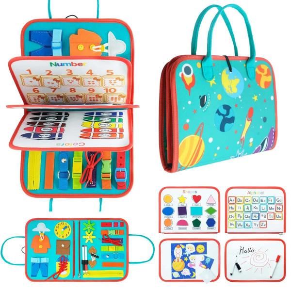 Brinquedo Sensorial Educacional Montessori - Tabuleiro de Atividades para Crianças de 1 a 3 Anos Imagem de Brinquedo Sensorial Educacional Montessori - Tabuleiro de Atividades para Crianças de 1 a 3 Anos