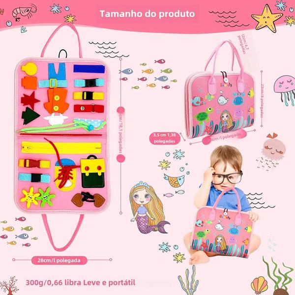 Brinquedo Sensorial Educacional Montessori - Tabuleiro de Atividades para Crianças de 1 a 3 Anos Imagem de Brinquedo Sensorial Educacional Montessori - Tabuleiro de Atividades para Crianças de 1 a 3 Anos