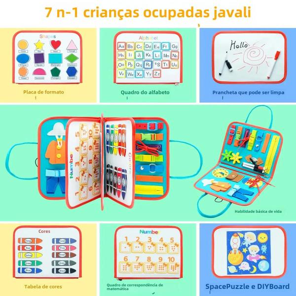 Brinquedo Sensorial Educacional Montessori - Tabuleiro de Atividades para Crianças de 1 a 3 Anos Imagem de Brinquedo Sensorial Educacional Montessori - Tabuleiro de Atividades para Crianças de 1 a 3 Anos