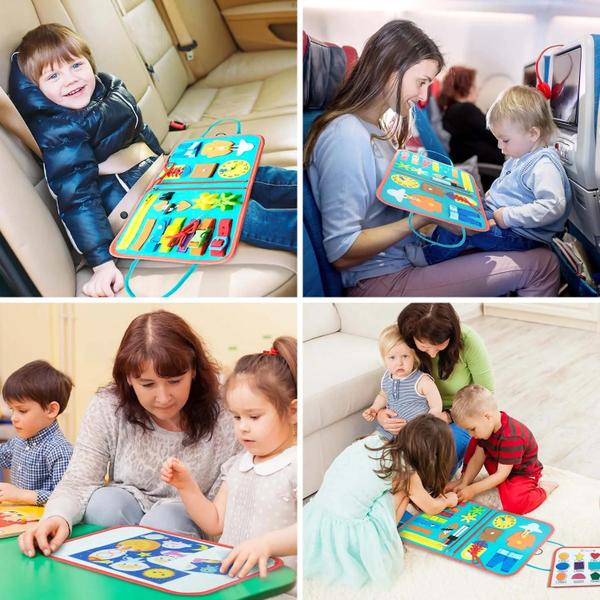 Brinquedo Sensorial Educacional Montessori - Tabuleiro de Atividades para Crianças de 1 a 3 Anos Imagem de Brinquedo Sensorial Educacional Montessori - Tabuleiro de Atividades para Crianças de 1 a 3 Anos