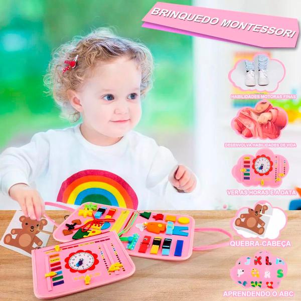 Imagem de Brinquedo Sensorial Infantil Educativos Atividades Pré-escolares Aprender Habilidades Motoras Finas Montessori Kit Completo