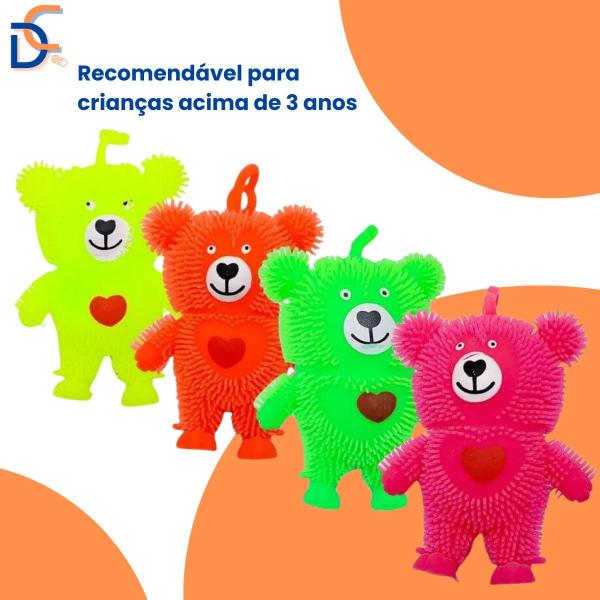 Imagem de Brinquedo Sensorial Ursinho Ioio de Apertar Anti Estresse p/ Relaxar