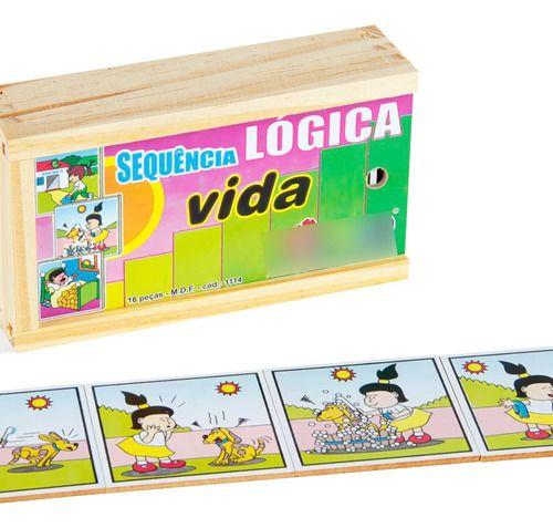 Imagem de Brinquedo Sequençia Lógica Kit 8 Jogos Sortidos Mdf Carlu