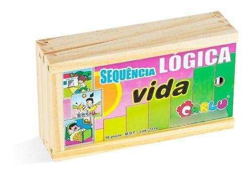 Imagem de Brinquedo Sequençia Lógica Vida Mdf 16 Peças