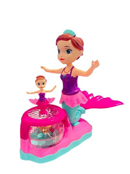 Imagem de Brinquedo Sereia Mãe e Filha Com Skate Bate e Volta Com Som e Luzes Envio Imediato !!