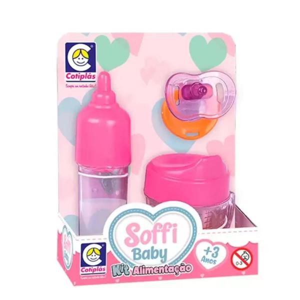 Imagem de Brinquedo Soffy Babby Kit Alimentação com Mamadeira / Chupeta e Suquinho Cotiplas - 2673