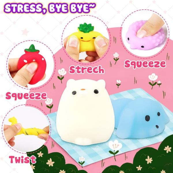 Brinquedo Squishy FUNNYB&G Mochi Squishies 24 unidades para crianças e adultos Imagem de Brinquedo Squishy FUNNYB&G Mochi Squishies 24 unidades para crianças e adultos