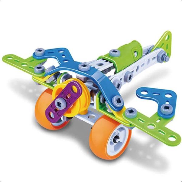 Imagem de Brinquedo Super Avião de Montar 73 Peças Coloridas +3 anos de idade PlayDuc Kababy - PB50113