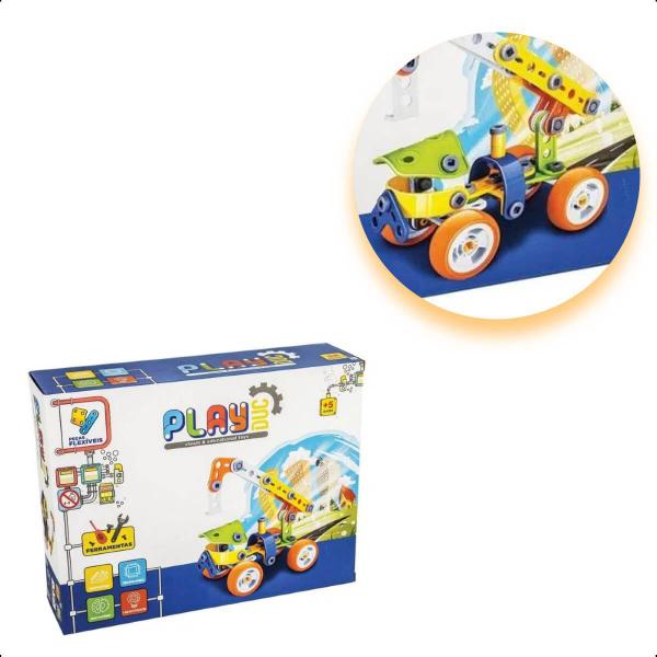 Imagem de Brinquedo Super Guindaste de Montar Steam 98 Peças Colorido +3 anos de idade PlayDuc Kababy - PB50112