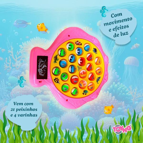 Imagem de Brinquedo Super Pesca Com Movimento, Efeitos De Luz, 21 Peixinhos E 4 Varinhas Toyng