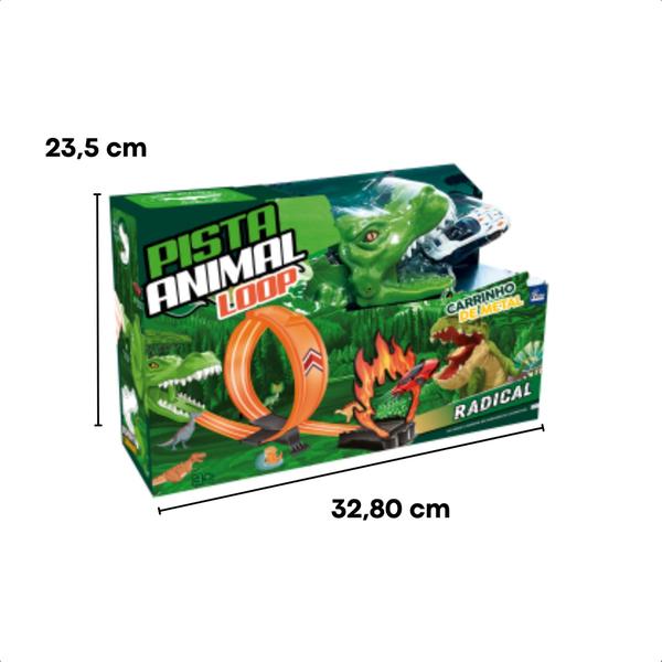 Brinquedo Super Pista Loop de Dinossauro com Carrinho de Metal Manobra Radical Infantil - Fenix SPA-027D - Fenix Brinquedos Imagem de Brinquedo Super Pista Loop de Dinossauro com Carrinho de Metal Manobra Radical Infantil - Fenix SPA-027D