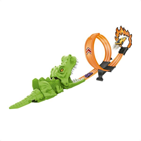 Brinquedo Super Pista Loop de Dinossauro com Carrinho de Metal Manobra Radical Infantil - Fenix SPA-027D - Fenix Brinquedos Imagem de Brinquedo Super Pista Loop de Dinossauro com Carrinho de Metal Manobra Radical Infantil - Fenix SPA-027D